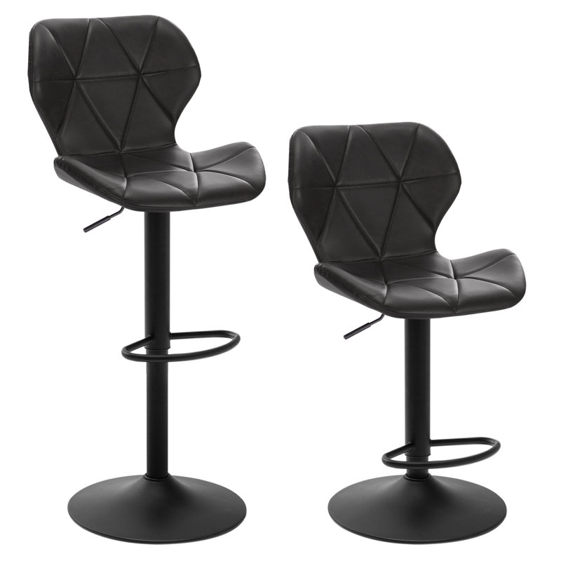Parrett Swivel Upholstered Adjustable Height Counter Stool with Metal Frame, Anthracite