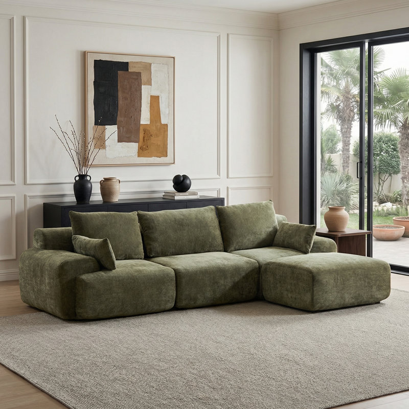 Canapé modulaire Boneless, Chenille verte