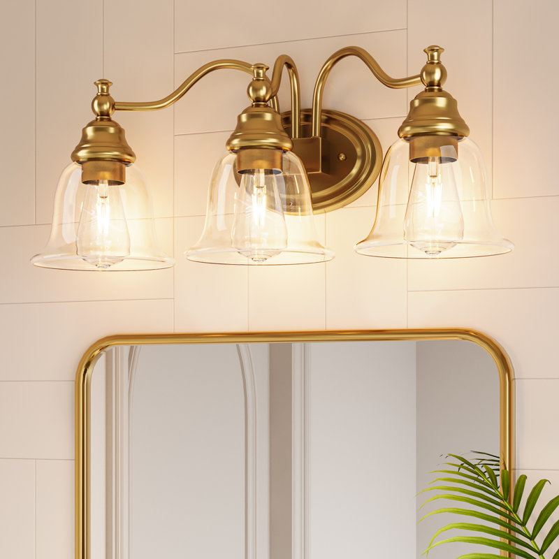 Applique murale moderne 3 lumières pour meuble-lavabo, Doré