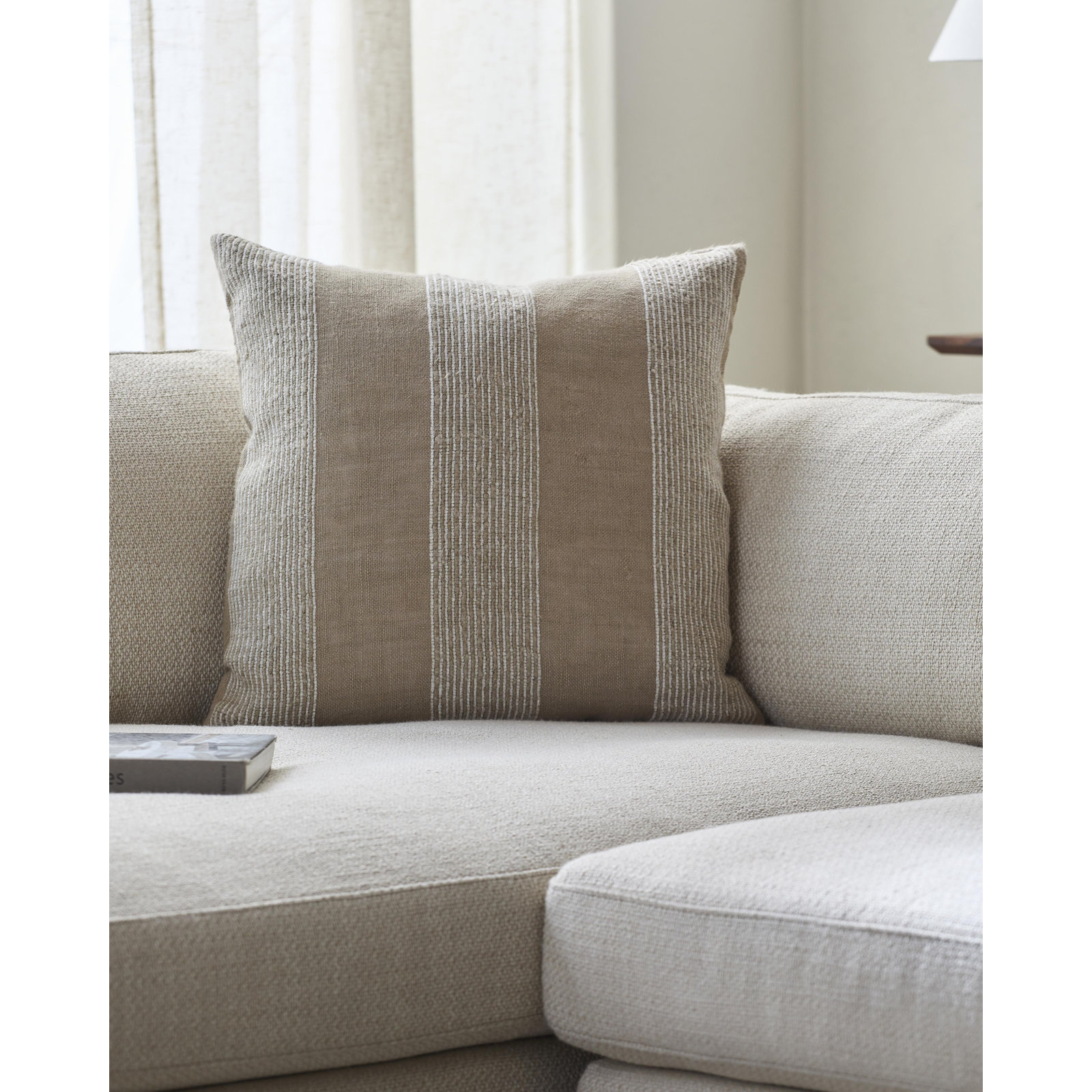 Liliana Striped Linen Throw Pillow, Polyester/Polyfill, 20" x 20"