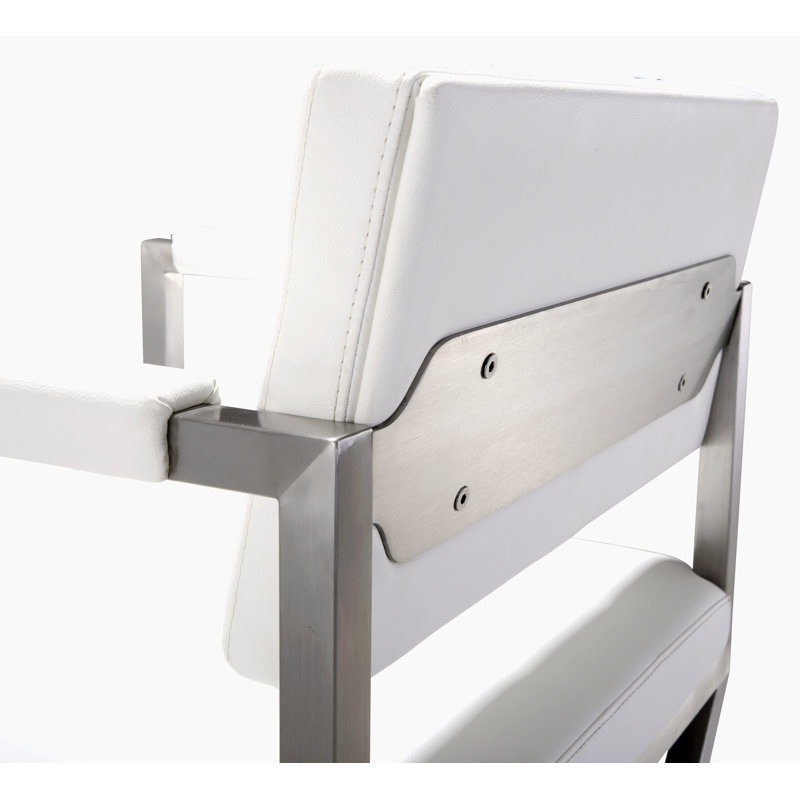 Tabouret de bar et de comptoir Molewski, Tabouret de comptoir (siège d'une hauteur de 26 p, Simili cuir blanc