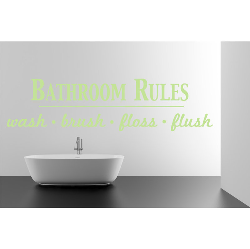Décalcomanie murale règles de salle de bain, Tarte à la lime, H 9 po x l 36 po x P 0,01 po