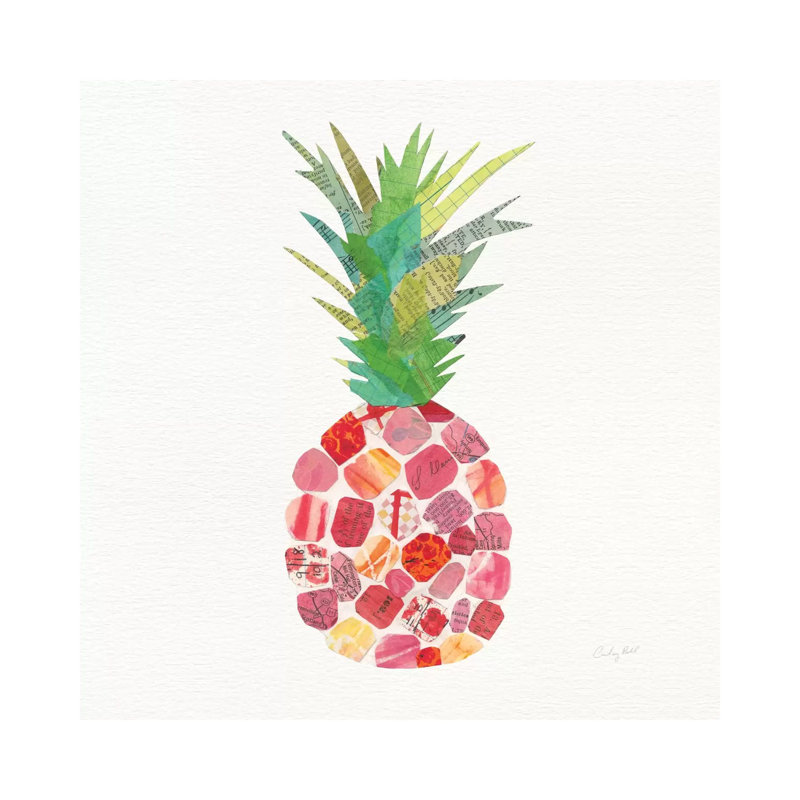 Tropical Fun Pineapple I by Courtney Prahl - Wrapped Canvas Painting, 30.48 cm H x 30.48 cm W
