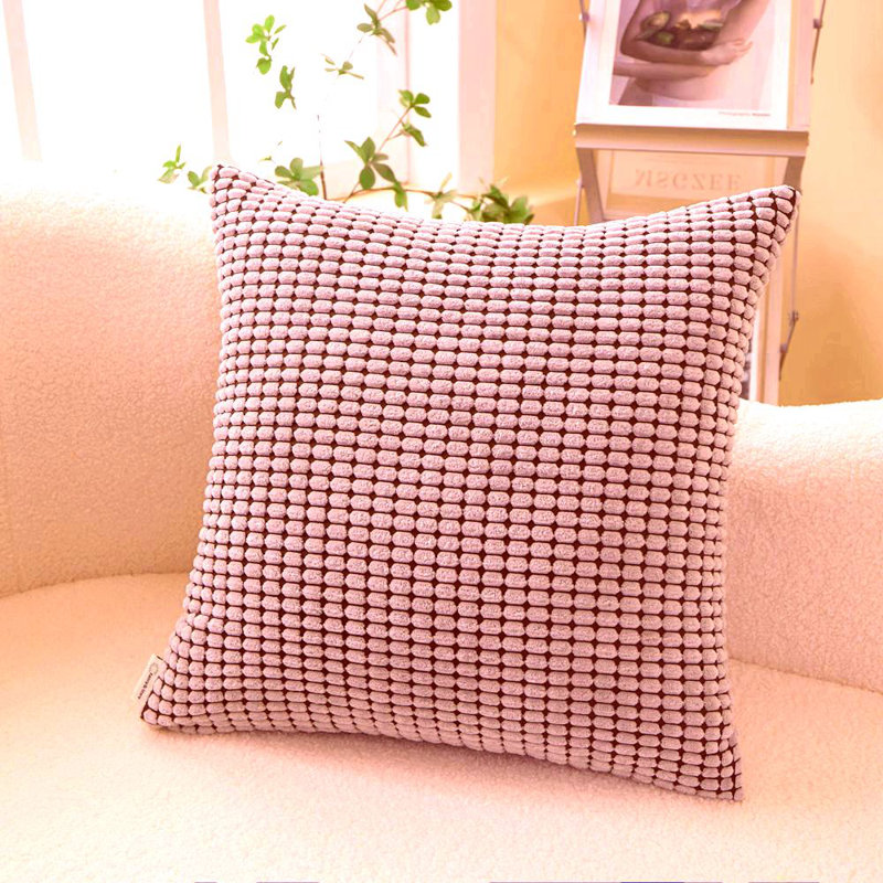 Ensemble de 2 coussins réversibles en velours côtelé rose / brun mesurant 18 po x 18 po , H 18 po x l 18 po, Rose/brun