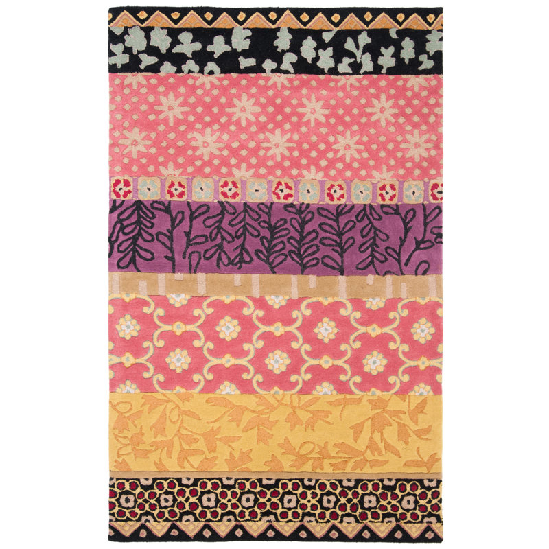 Charbonneau Floral Handmade Tufted Wool Rust/Gold Area Rug, Rectangle 2' x 3'