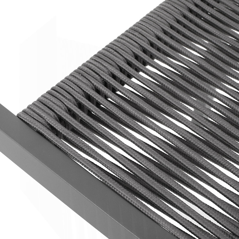 Chaise de salle à manger d'extérieur moderne en aluminium avec siège en corde (ensemble de 2)