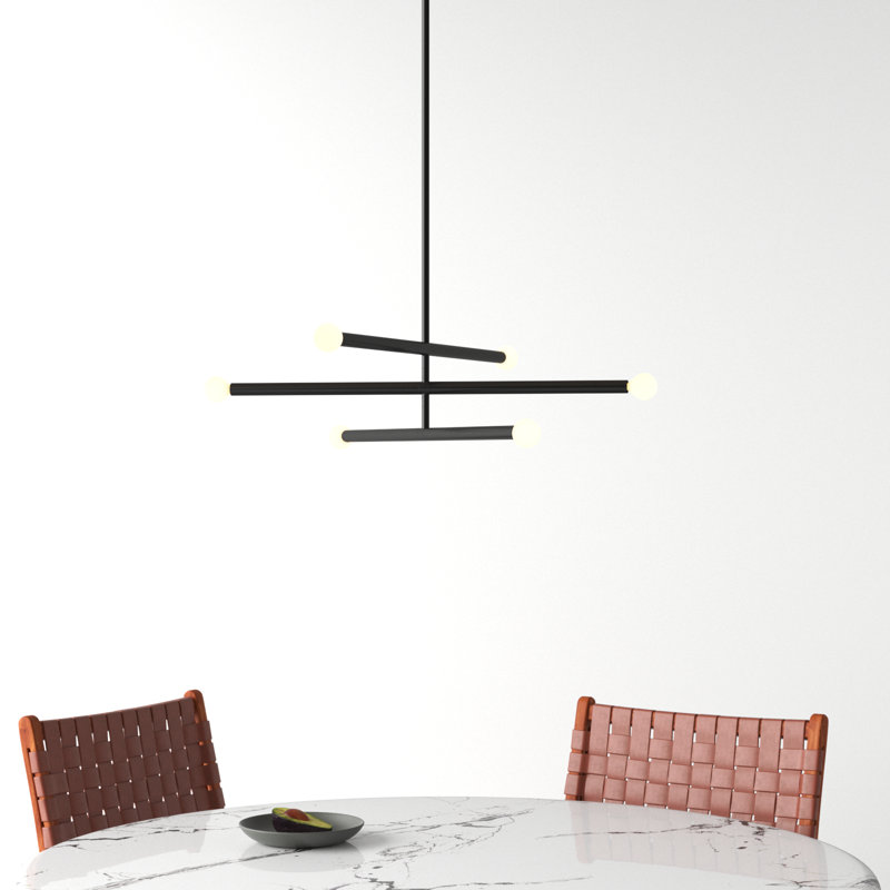 Jamir 6 - Light Dimmable Sputnik Modern Linear Chandelier, Black