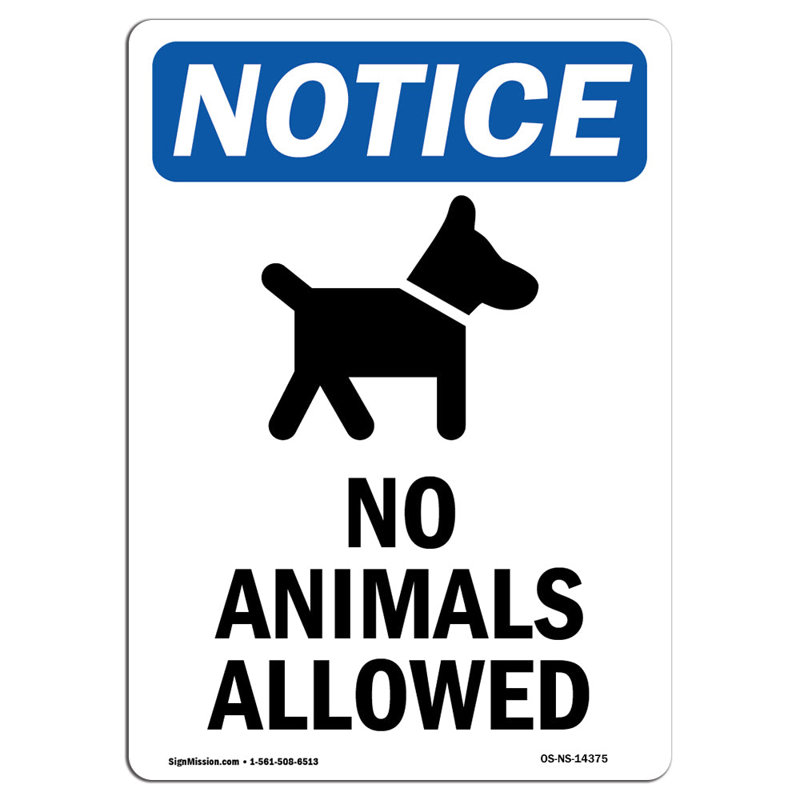 Signe «Animaux interdits» avec symbole