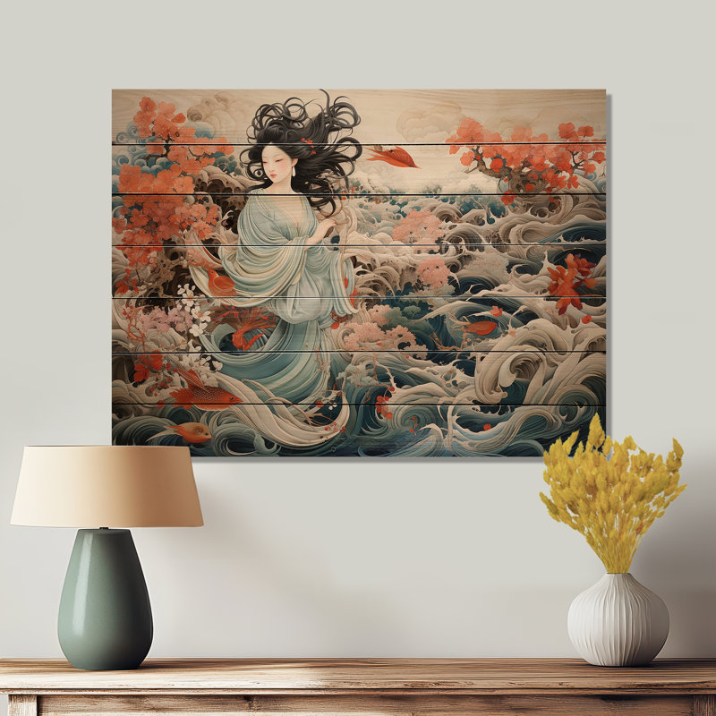 Ivyon China Art, broderie en soie sur bois, H 30 po x l 40 po x P 0,78 po