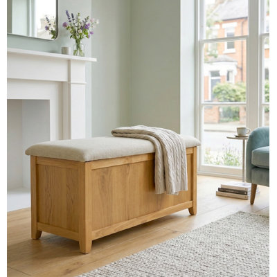 Amina Linen Upholstered Storage Bench