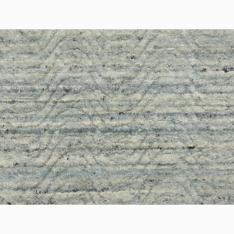 Tapis de couloir gris en Tapis décoratif laine noué à la main de conception unique 2 pi 6 po x 11 pi 10 po Charemon