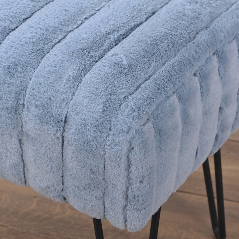 Defranco Upholstered Ottoman, Arona Faux Fur