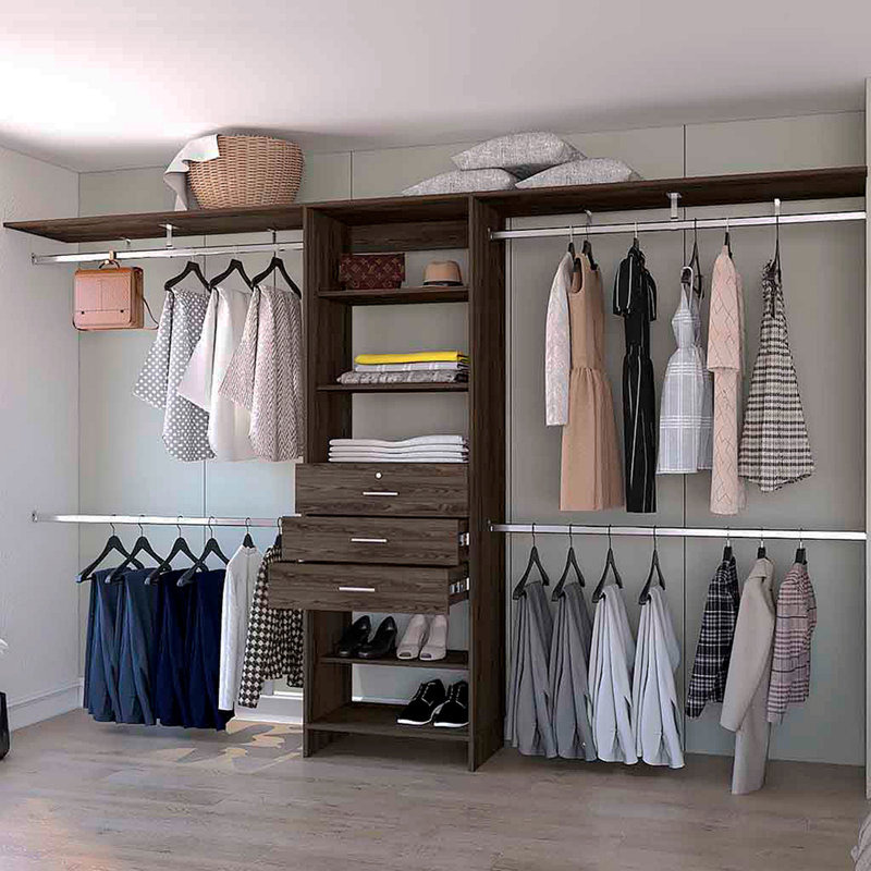 Brentwood 3-Drawer 4-Shelf Closet System Dark Walnut