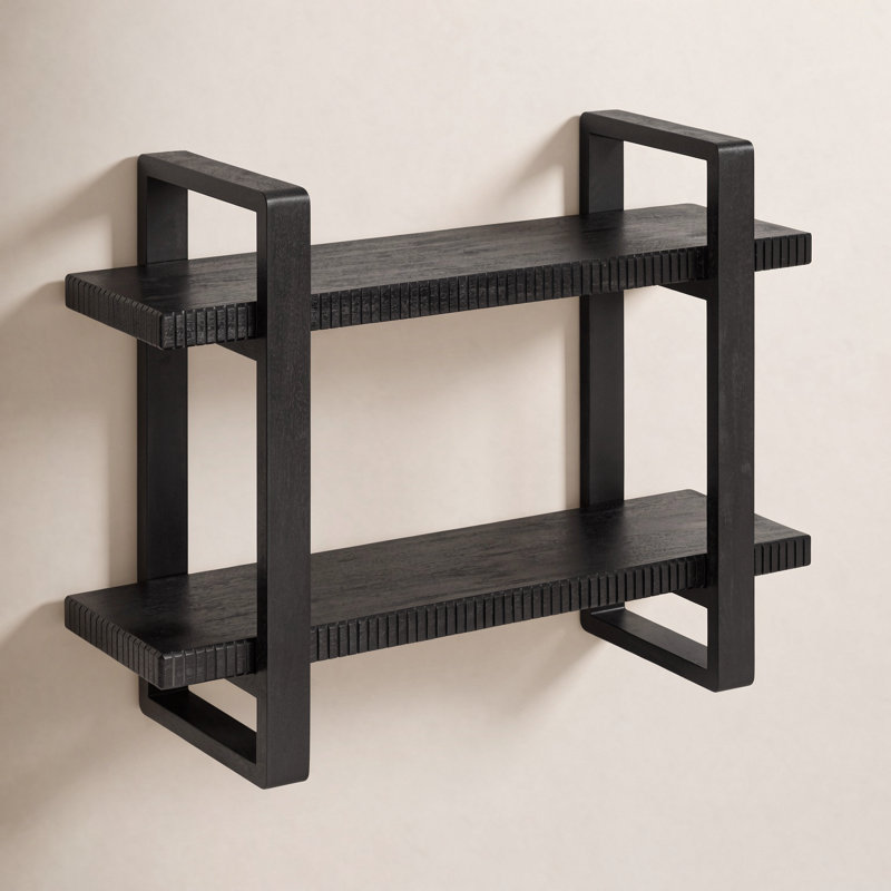 Tablettes murales en bois massif Urbana, Noir