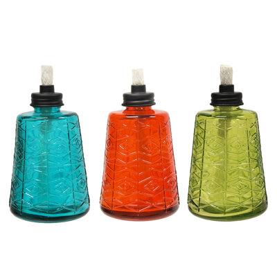 TIKI® Brand 6 Inch Table Torch Glass Red, Green and Blue