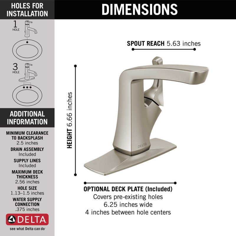 Vesna Single Hole Bathroom Faucet with Drain Assembly, Single Handle Bathroom Sink Faucet, Spotshield Brushed Nickel
