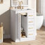 Meuble-lavabo avec lavabo intégré en céramique, 1 porte, 3 tiroirs, parfait pour les petites et moyennes salles de bain, blanc-817841350