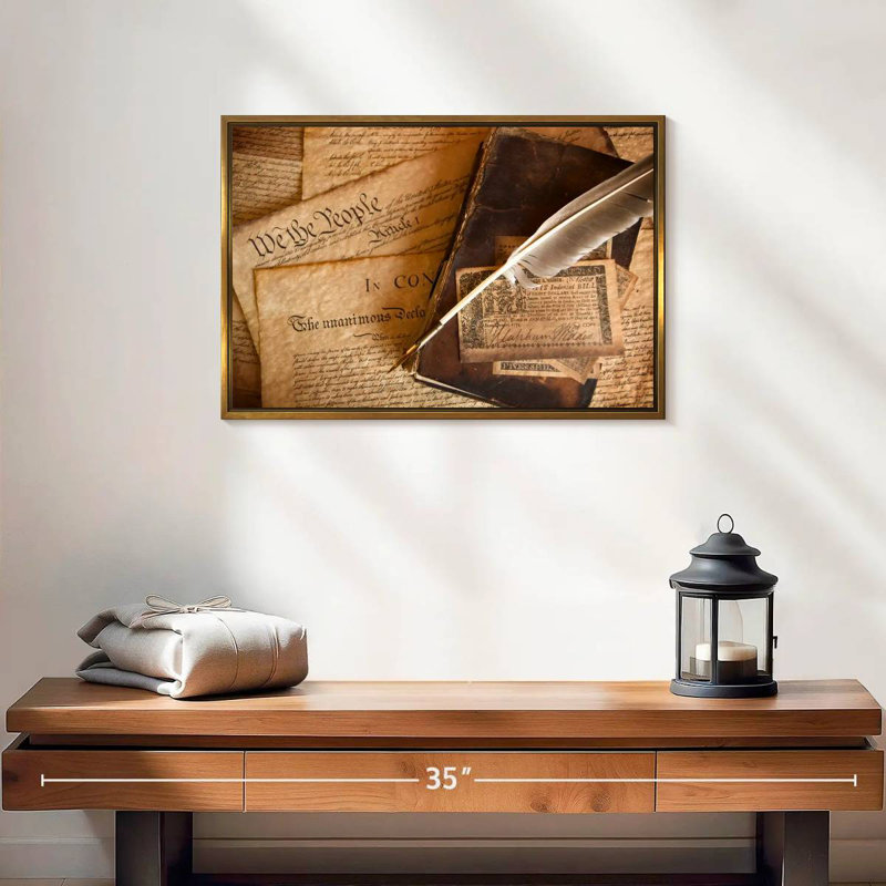 «Quill», Cadre flottant doré, 19 po x 13 po