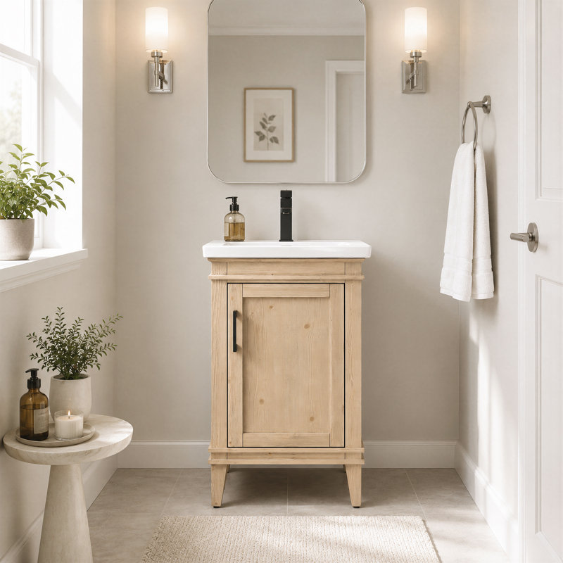 Ensemble de meuble-lavabo simple 20 po Reynaldo, Teak White Rustic