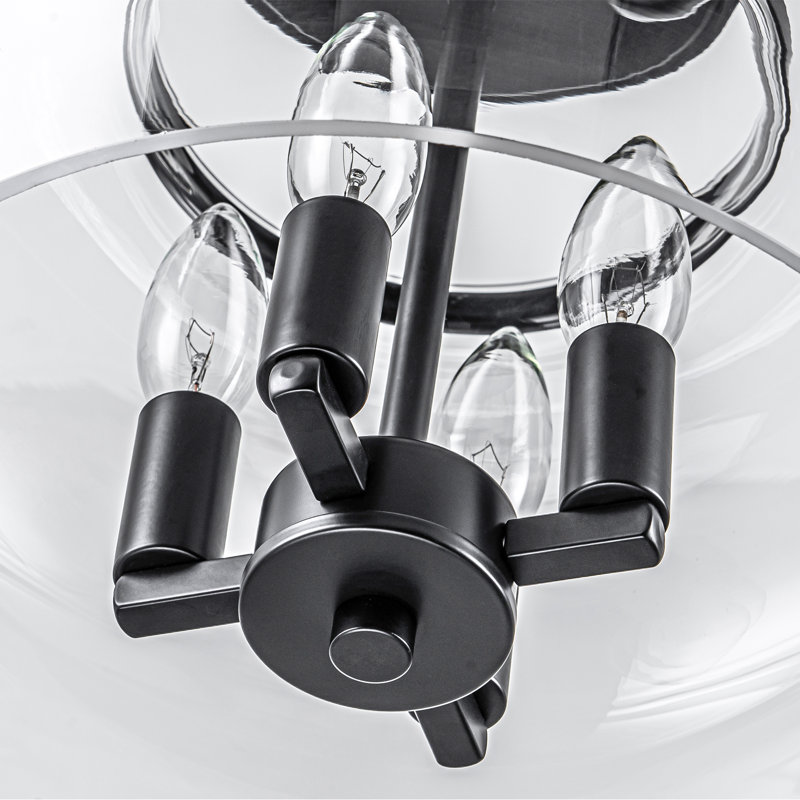 Glass Flush Mount, Matte Black