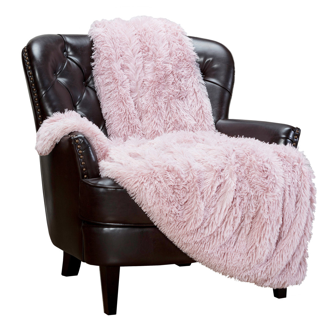 Shaggy Shaggy Super Elegent Sherpa Long Fur Throw Chanasya Color: Rose Dust Size: 60" W x 70" L