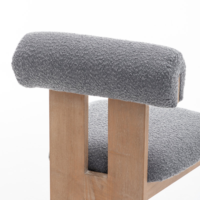 Chaise en bois massif Abentego, Gris, 6