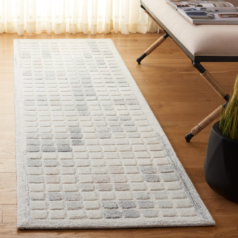 Ebony 375 Area Rug In Ivory / Grey, Runner 2'3" x 8'