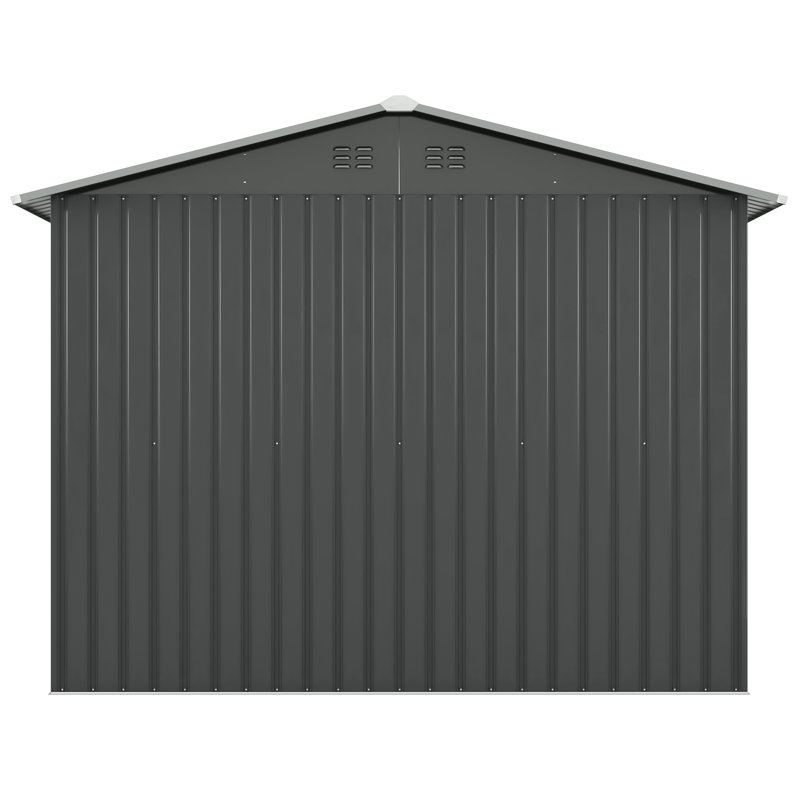 Gray 8' x 8' Metal Outdoor Storage Shed with Lockable Doors