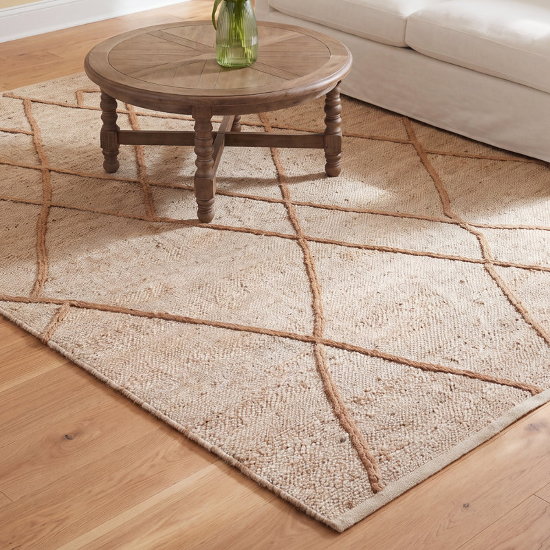 Albemarie Geometric Handmade Ivory/Natural Area Rug, Rectangle 5' x 7'6"