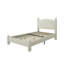 Lit plateforme tapissier blanc avec lit plateforme simple avec tête de lit ronde et pieds cylindriques robustes et silencieux, sans sommier tapissier-1423845049