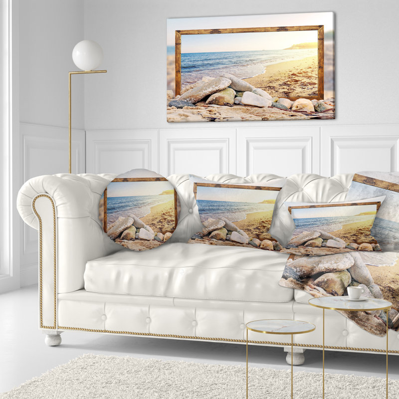 Coussin décoratif à imprimé encadré Beach Rocks - Beaches