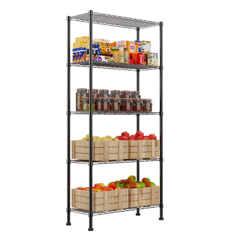 5-Wire Shelving Metal Storage Rack Adjustable Shelves,Standing Storage Shelf Units for Laundry Bathroom Kitchen Pantry Closet
