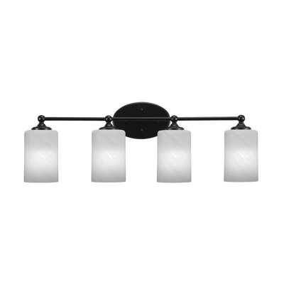 Capri 4 Light Bath Bar Shown In Matte Black Finish With 4"Glass