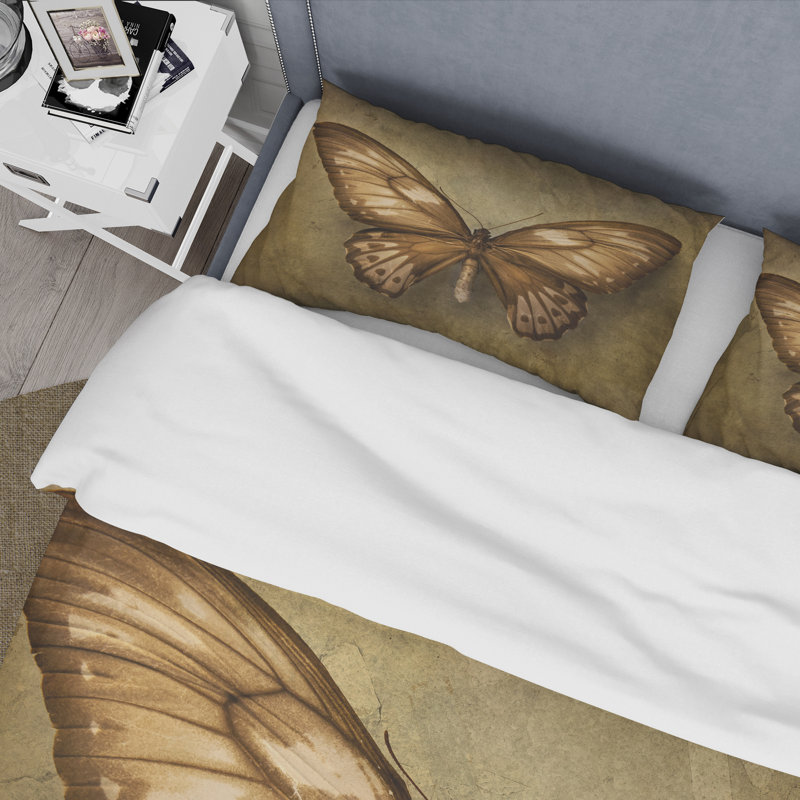 Papillon rétro dans les tons de terre - Ensemble de housse de couette rétro - Microfibre de polyester