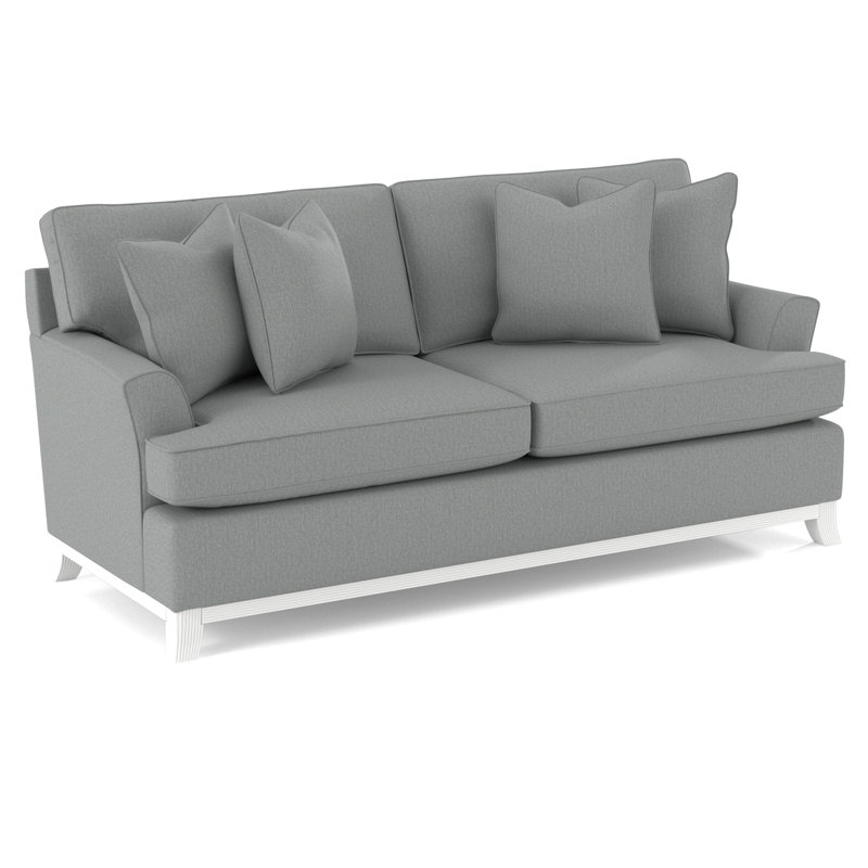 Oaks Way Sofa, Frost White Finish, Light Blue Performance Fabric; 0851-55