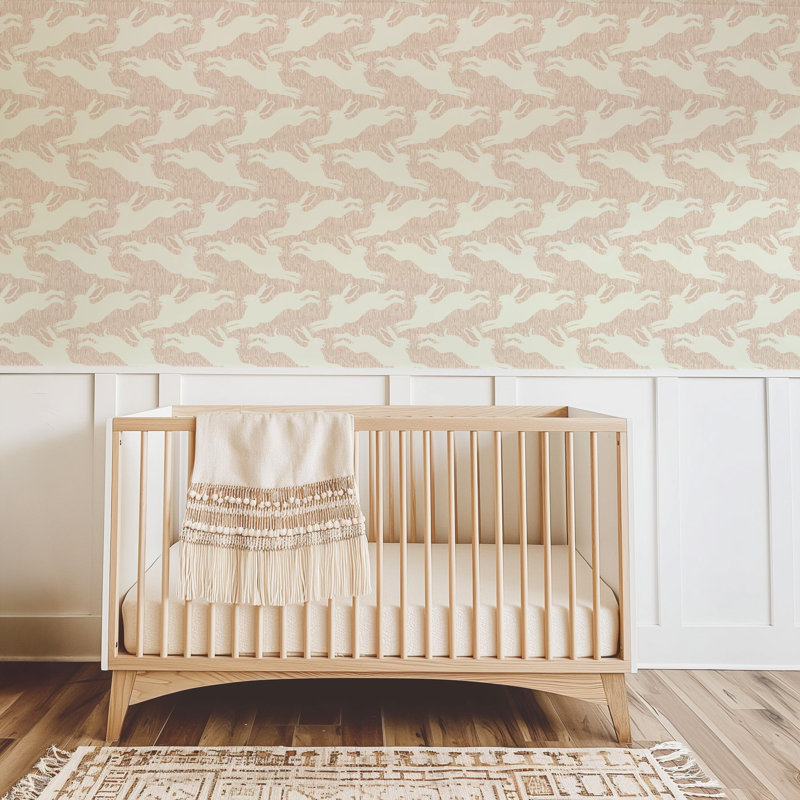 Hopping Hares - Wallpaper, Non-Pasted, Yellow; Pink