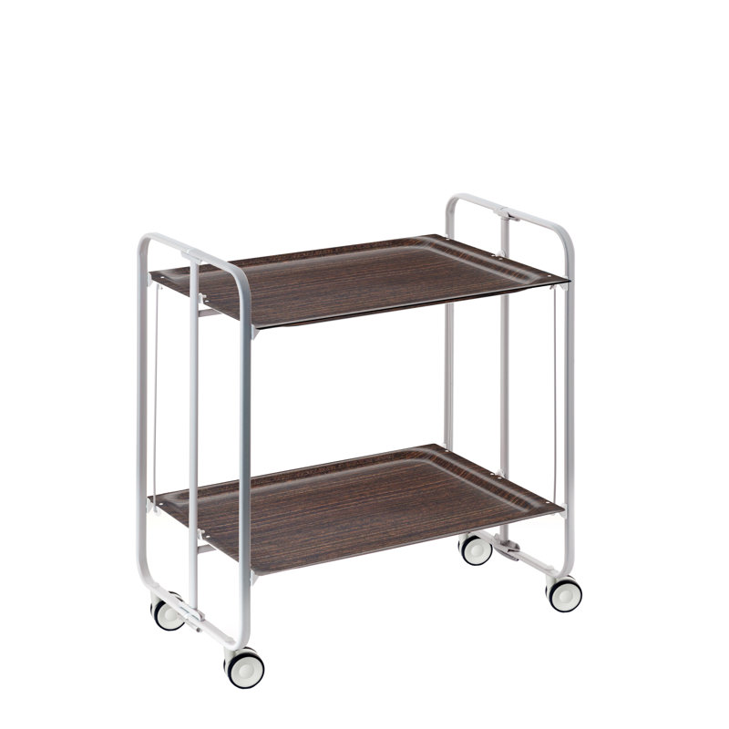 Yates Serving Cart, Grey, Dark Brown Wood
