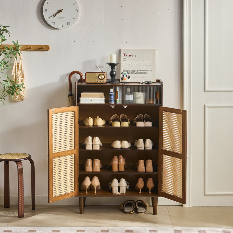 Range-chaussures autoportant en rotin