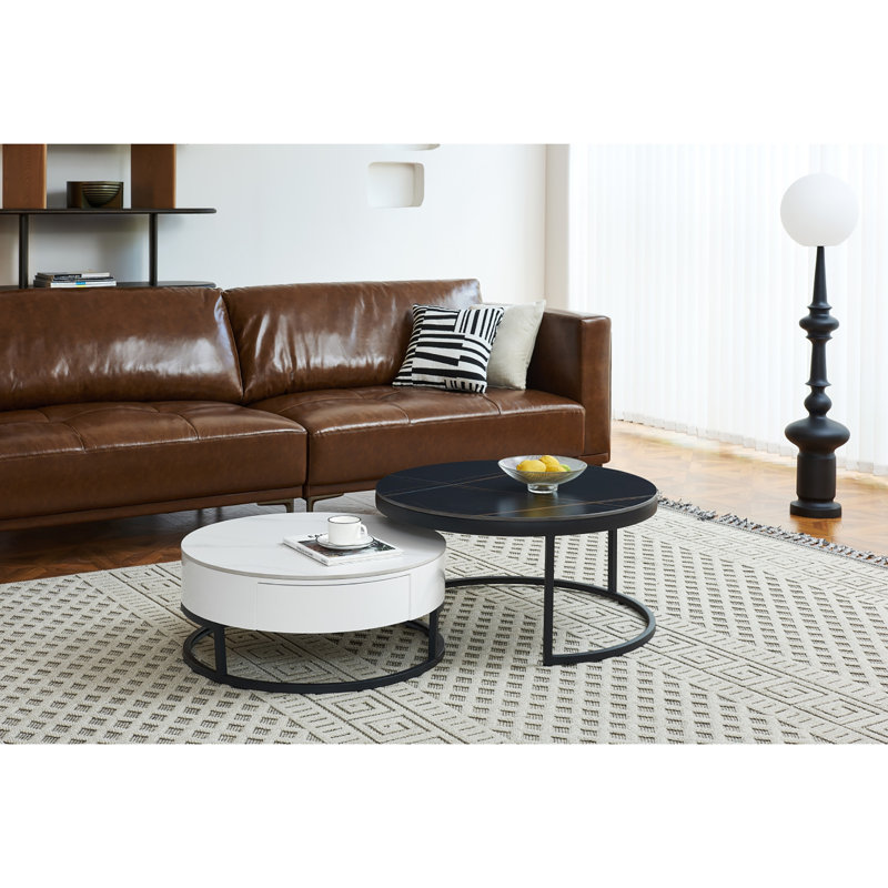 2pc Black And White Coffee Table Set