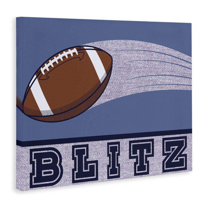 Blitz, toile de football rétro, design par Marcus Prime, H 16 po x l 20 po