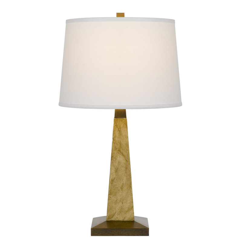 28" Brown Resin Table Lamp with Off White Empire Shade