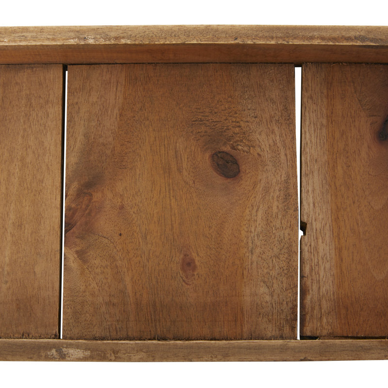 Cottage Charm Mahogany Wood Rectangular Tray Set, 3 Pieces