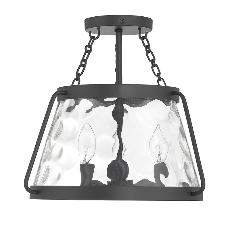 Sonali Glass Semi Flush Mount in Black, Black