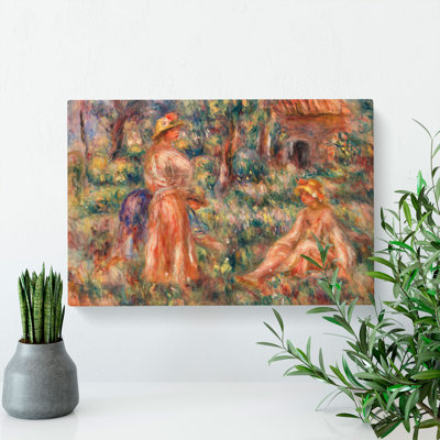Girls In A Landscape by Pierre-Auguste Renoir - Wrapped Canvas Painting