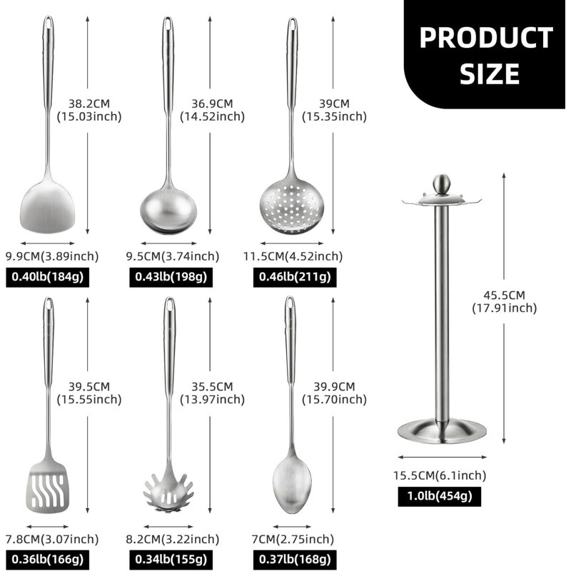 Ensemble d'ustensiles de cuisine en acier inoxydable
