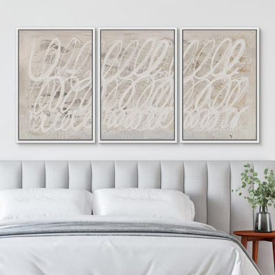 " Abstract Elegance Modern Chic Scribble Illustration Modern Ultra " 3 - Pieces on Canvas