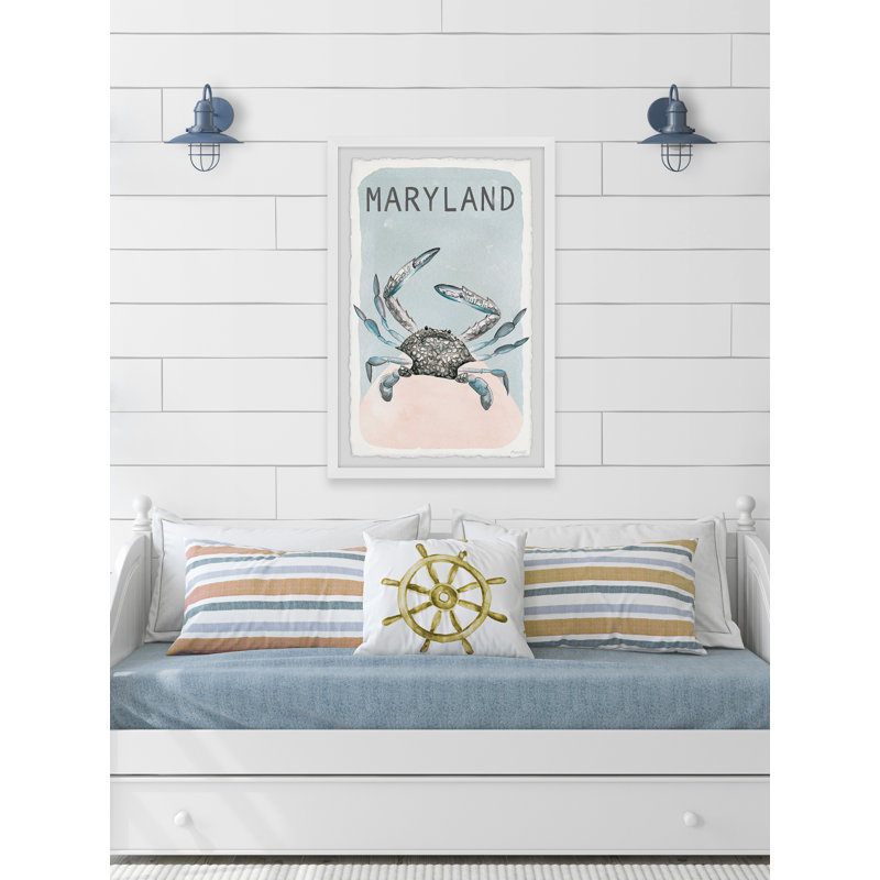 Crabes du Maryland - Reproduction d'art graphique sur papier encadré, H 24 po x l 16 po x P 1,5 po