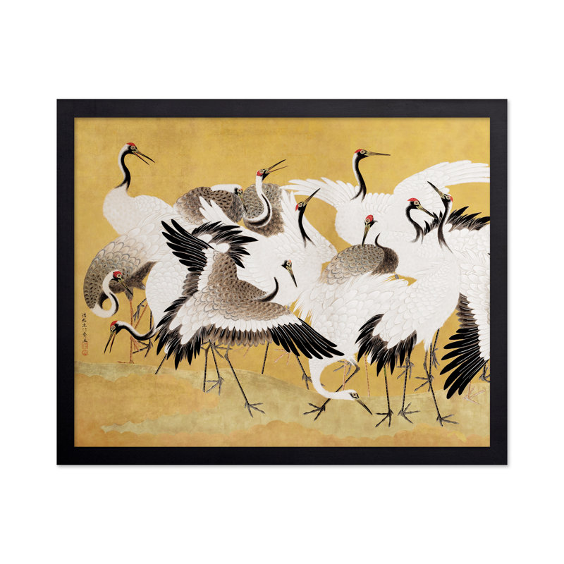 Ishida Yutei - Volée de grues, Sans cadre, H 24 po x l 32 po, Affiche