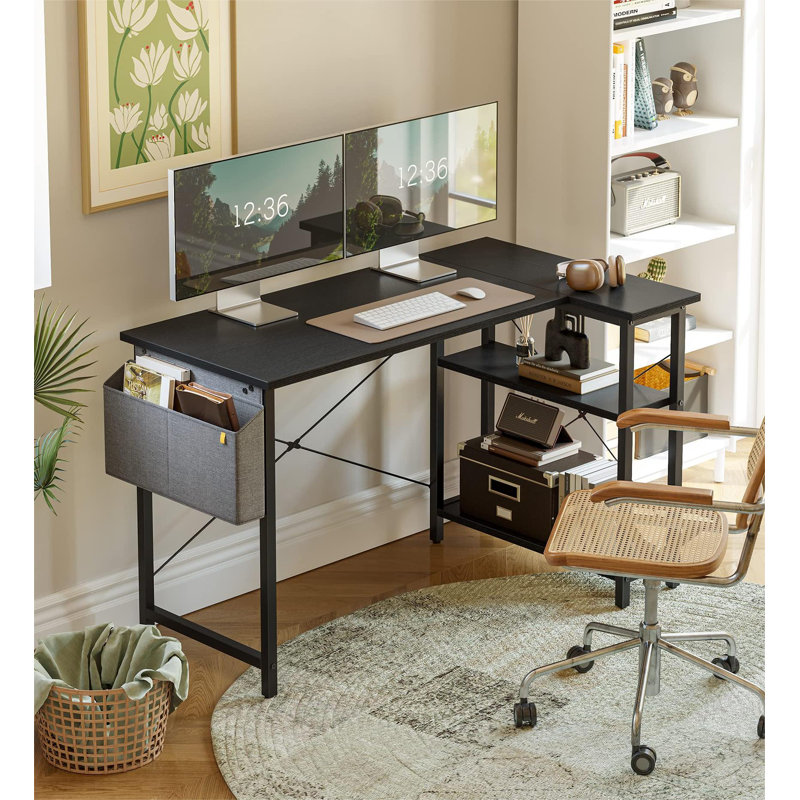 Anacleta L-Shape Desk, 28.7" H x 40" W x 27.5" D, Black