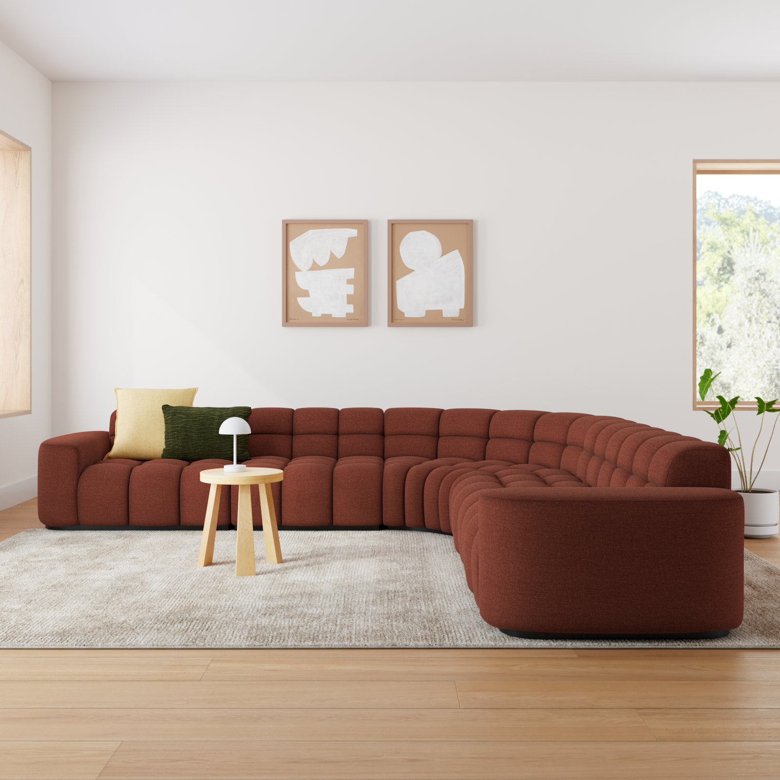 Julieta Corner Sectional, Rust Basketweave